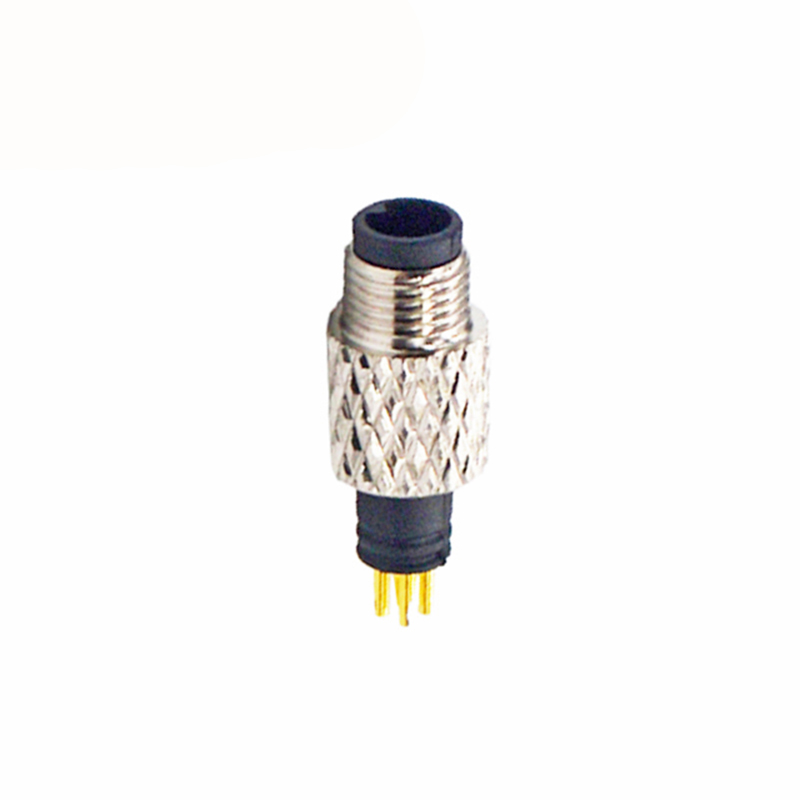 M5 3pins A code male moldable connector,brass with nickel plated screw
